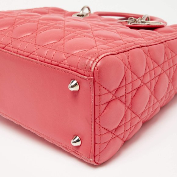 DIOR Coral Pink Cannage Leather Large Lady  Tote - Picture 10 of 13